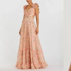 Mac Duggal Pink Floral Maxi Dress